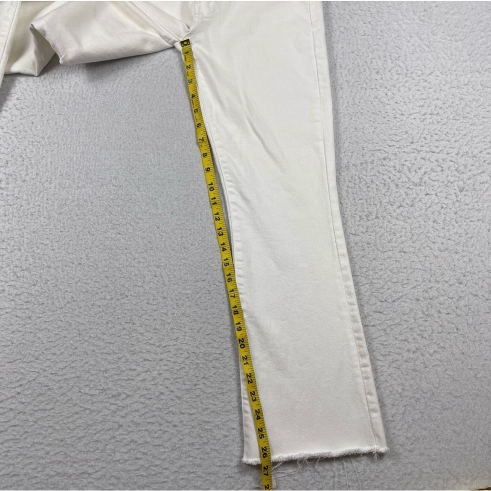 Mother Jeans Womens 29 White Denim High Rise Flare Hustler Ankle Fray Coastal - Picture 7 of 11